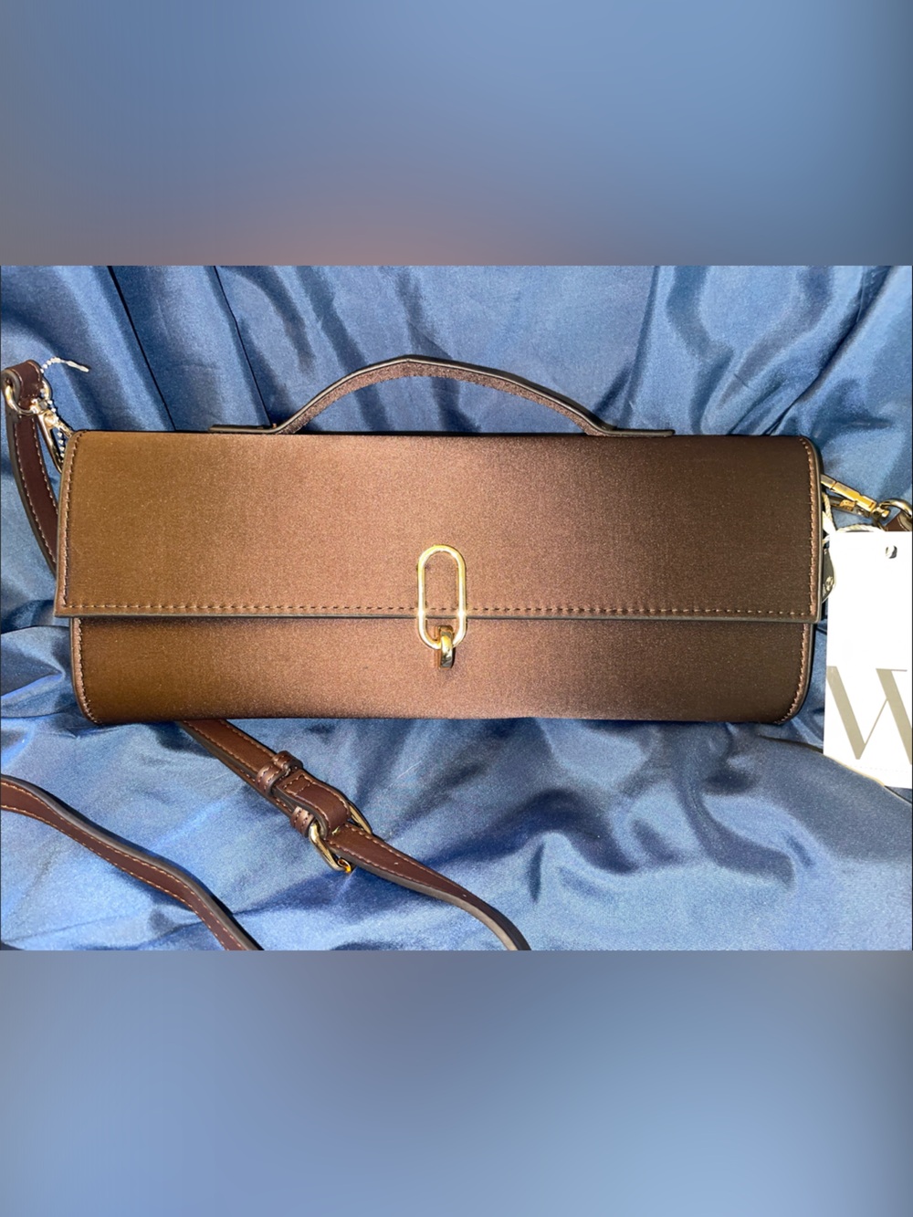 Worthington Brown Satin Clutch with Gold Accent